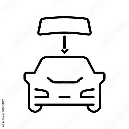 Car trunk icon. Industry and vehicle parts line symbol. Black and white.