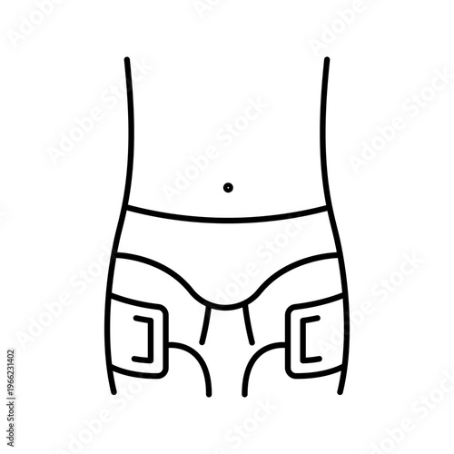 Electrical stimulation icon. Healthcare and physical therapy line symbol. Black and white.