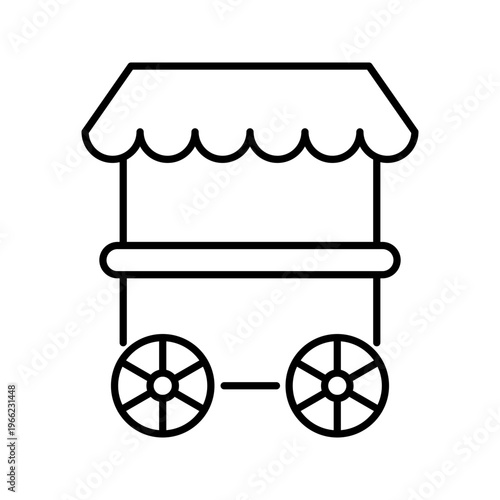 Food cart icon. Food and street food line symbol. Black and white.