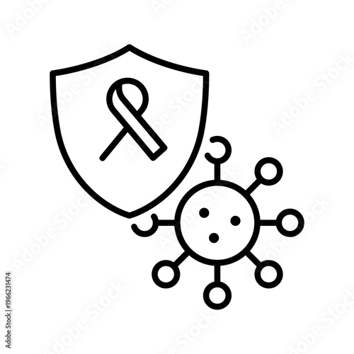 Hiv virus icon. Healthcare and infectious disease line symbol. Black and white.