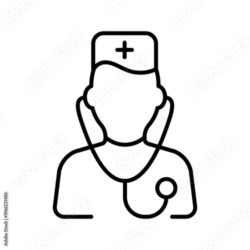 Gynecologist doctor icon. Healthcare and gynecology line symbol. Black and white.