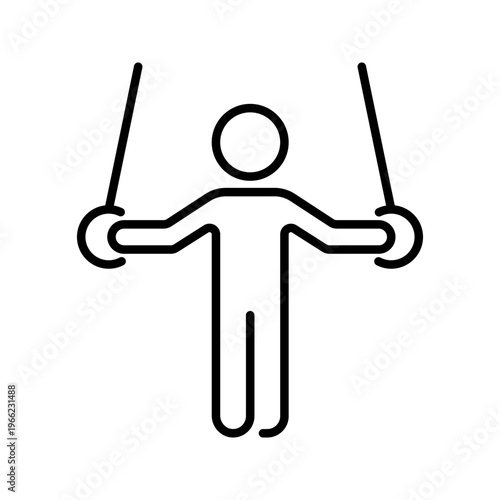 Gymnastics rings icon. Sports and gymnastics line symbol. Black and white.