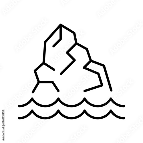 Ice berg icon. Nature and iceberg line symbol. Black and white.