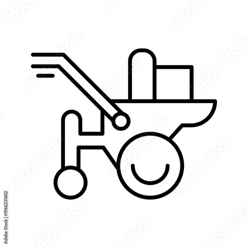 Motor cultivator icon. Industry and cultivators line symbol. Black and white.
