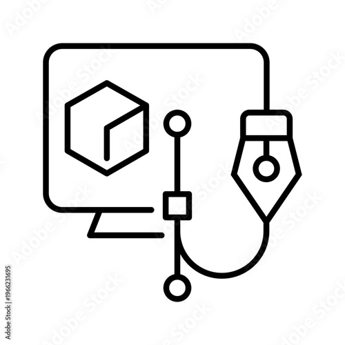 3d printing icon. Industry and additive manufacturing line symbol. Black and white.