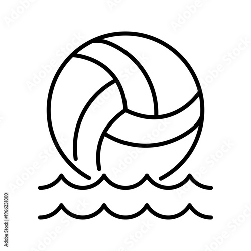 Water polo ball icon. Sports and water polo line symbol. Black and white.