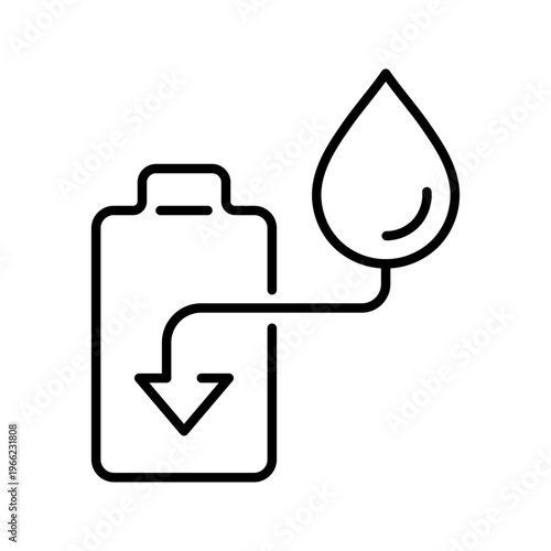 Water energy icon. Industry and hydropower line symbol. Black and white.