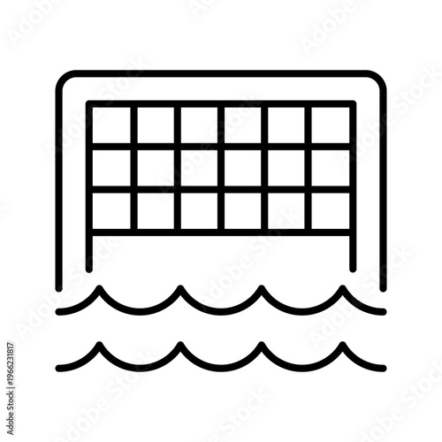 Water polo goal icon. Sports and water polo line symbol. Black and white.