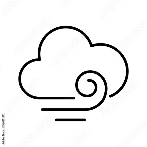 Wind gust icon. Science and meteorology line symbol. Black and white.