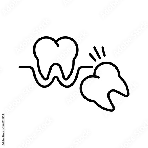Wisdom tooth icon. Healthcare and dentistry line symbol. Black and white.