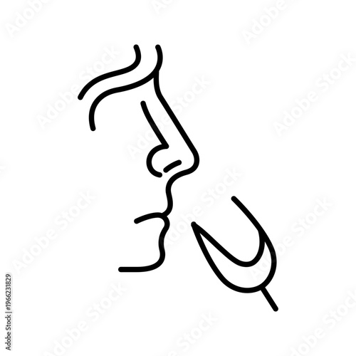 Wine tasting icon. Food and wine line symbol. Black and white.