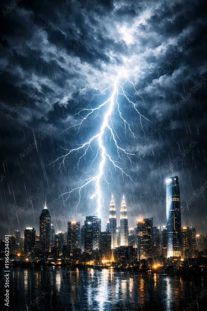 Fototapeta premium Lightning Over the City