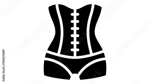 Black icon of a corset waist trainer for body shaping and posture support
