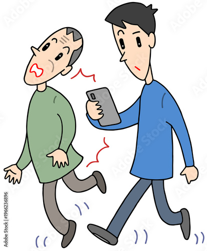 スマホ関連のイラスト - スマートフォン・歩きスマホ・前方不注意・追突