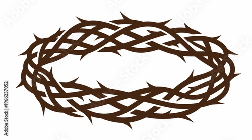 Realistic crown of thorns isolated on a white background for Lenten season design