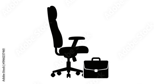 black office chair and briefcase silhouette