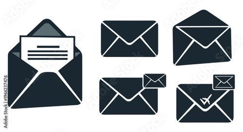 email icons, envelope symbols, mail signs