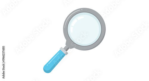 magnifying glass with blue handle on white background