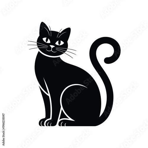 A sleek black cat sits gracefully showcasing its elegant form and features