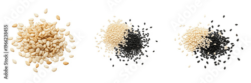 Cuadro en lienzo Sesame Seeds (Sesamum indicum) White & Black Til Seeds, Hulled Sesame Kernel, Ta