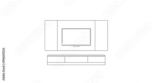 Modern Entertainment Unit with Television and Storage Cabinets.