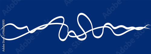Thin squiggle underline stroke with gentle ups and downs in blue background. Minimal continuous line works as highlight for titles, links and handwritten style notes in digital or print layouts.