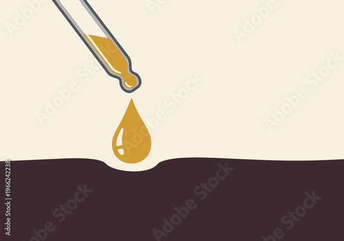 A drop of collagen serum falls onto skin, illustrating an anti-aging treatment. Clean, modern design with a focus on skincare and beauty. Suitable for commercial use.