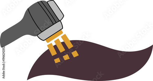 Ultrasound skin tightening technology gently rejuvenates skin with focused sound waves. Clean, modern illustration showcasing a professional device and healthy skin.