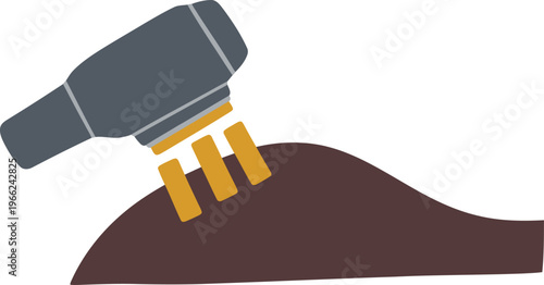 Ultrasound skin tightening technology visualized.  A focused device gently stimulates skin rejuvenation. Modern, clean illustration for beauty and wellness marketing.