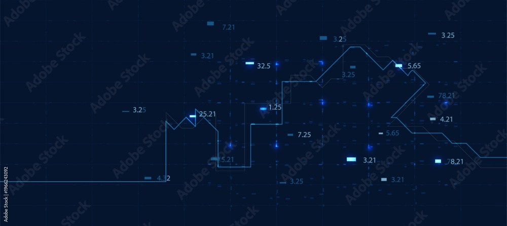 Fototapeta premium Economic Data Analysis, Financial Growth Chart, Digital Business Background