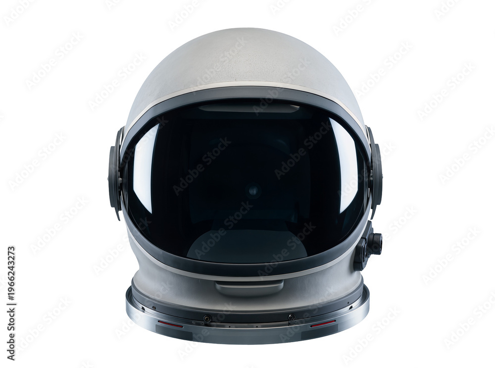 Fototapeta premium Isolated modern astronaut helmet with dark reflective visor, essential for futuristic space travel.
