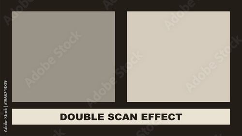 Minimalist graphic interface showing double scan effect with two rectangular frames on a dark background