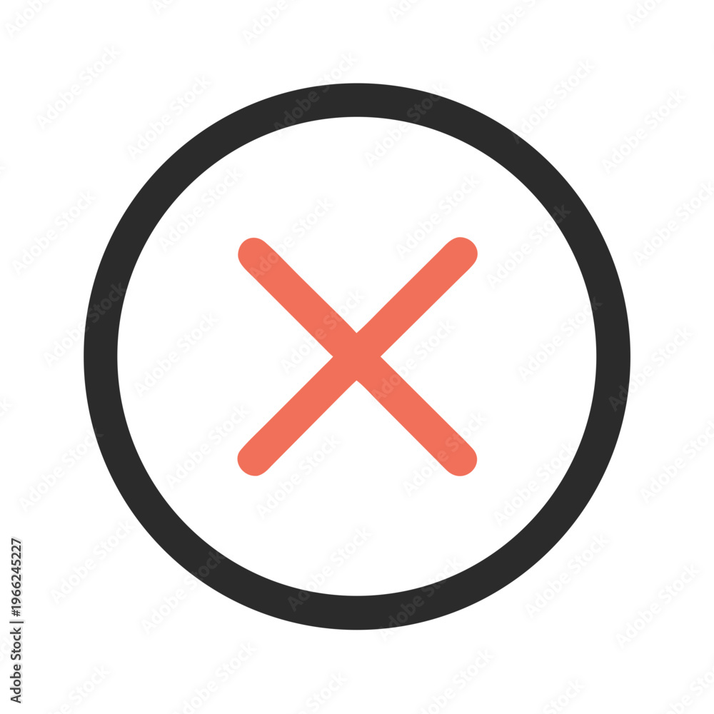 Obraz premium Red Cross Close Icon in Circle
