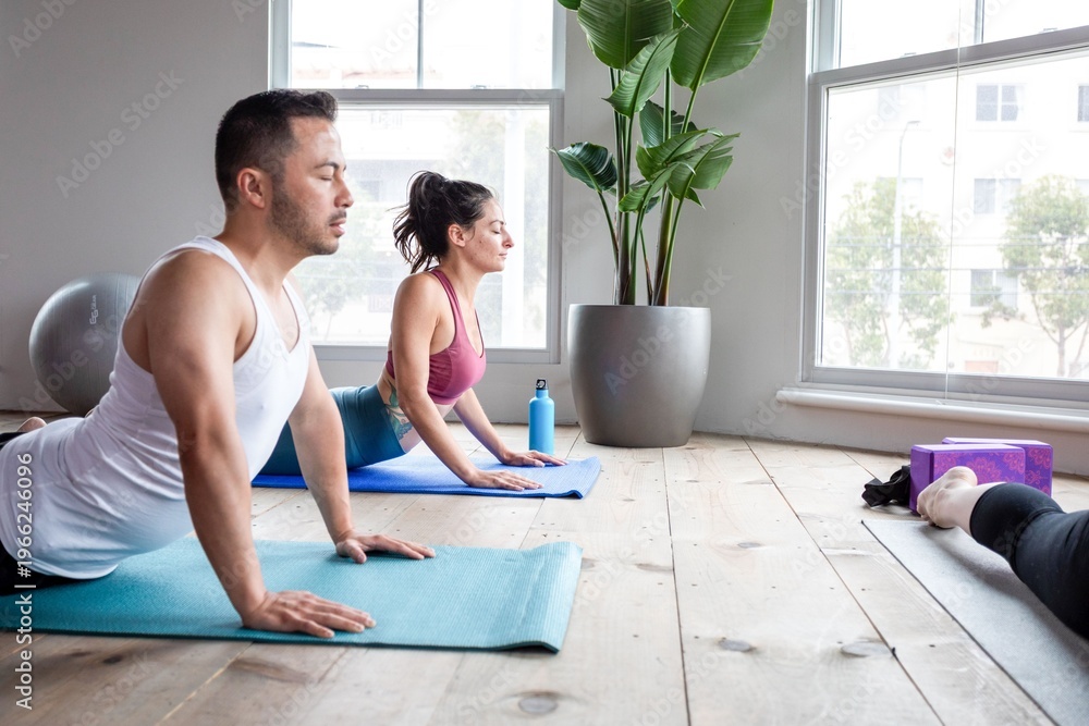 Obraz premium Calm yoga session indoors.
