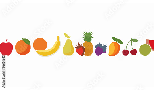 Organic fruits and berries sticker sheet vector with healthy food icons isolated on white background