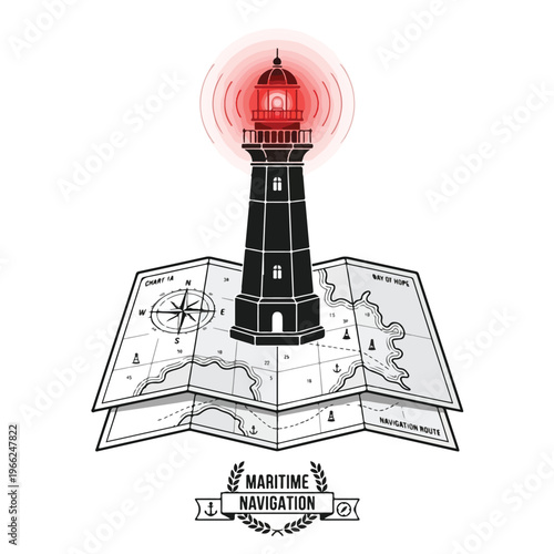 Lighthouse on a Navigation Map.