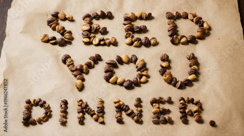 Thanksgiving funny seed text message on paper creative food scene