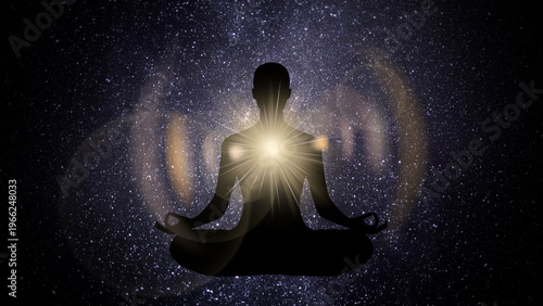 Canvas Print Meditative silhouette cosmic tranquility image