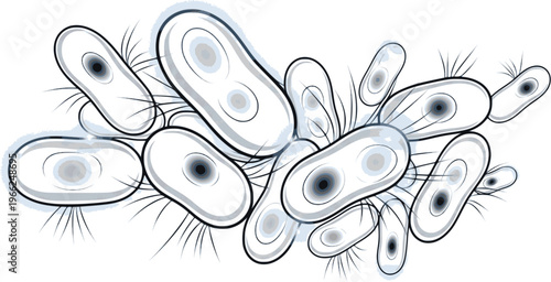 Blue transparent probiotics bacteria. concept of healthy nutrition ingredient for therapeutic purposes in white background.
