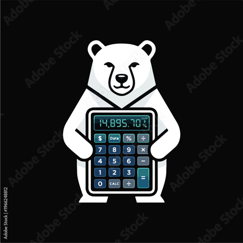 Calculator in bear hands.