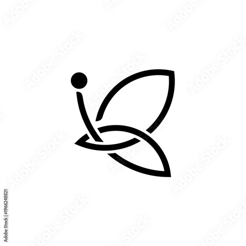 luxury butterfly logo design vector with line in black color