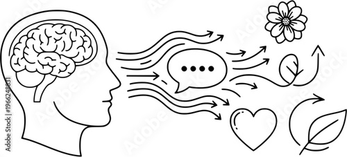 Therapist symbols: mind, communication, and wellness icons for mental health
