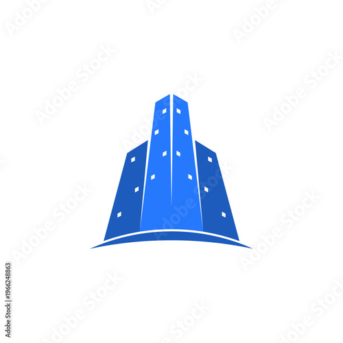 minimalist building logo design vector with flat in blue color
