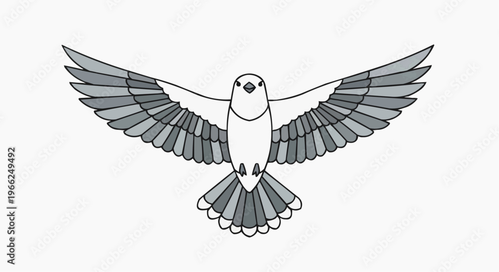 Fototapeta premium A minimalist illustration of a dove, wings outstretched, symbolizing peace