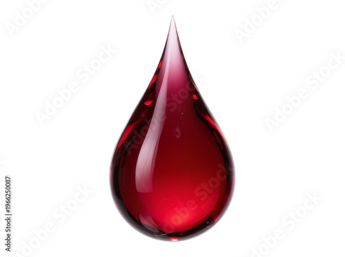 Картината върху платно Isolated vibrant red glossy liquid drop in elegant teardrop shape with captivati