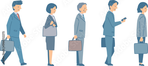 並んでいるビジネスパーソンのイラスト