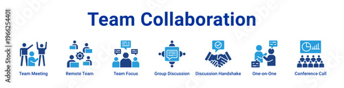 Team Collaboration Icon Banner and Collection
