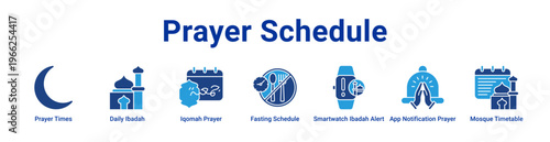 Prayer Schedule Icon Banner and Collection