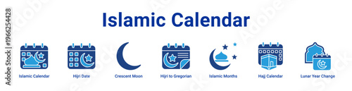 Islamic Calendar Icon Banner and Collection