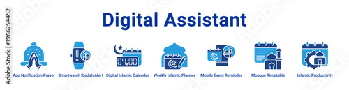 Digital Assistant Icon Banner and Collection